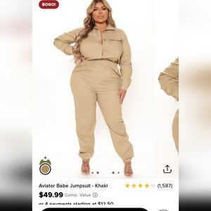 Fashion Nova Aviator Babe Jumpsuit - Tan